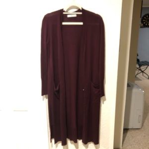 Zara women’s size small maroon long cardigan sweater.
